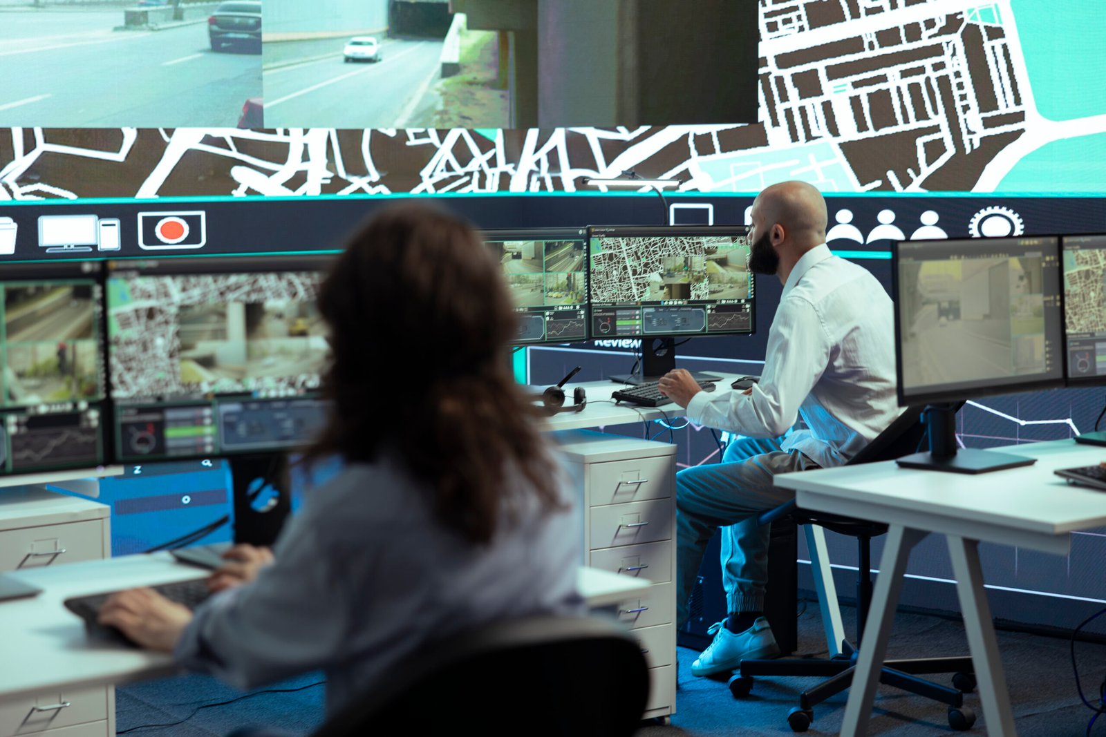 diverse employees giving gps coordinates couriers via satellite navigation scaled