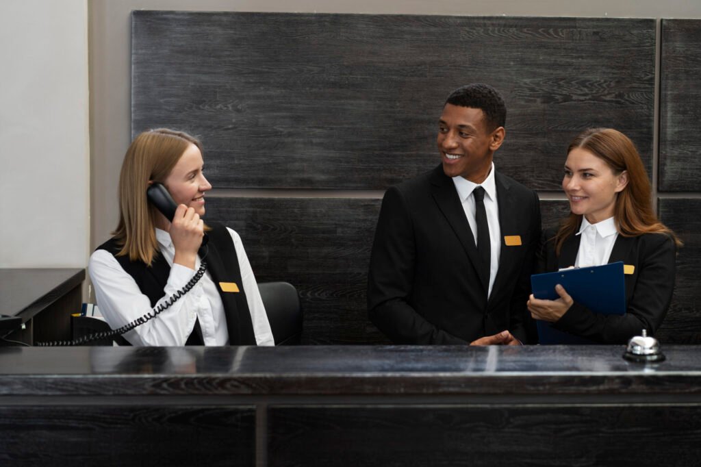 receptionists elegant suits work hours scaled 1